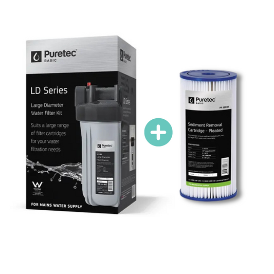 LD1025K Large Diameter Filter Housing Kit, with 10" PP20LD1 Sediment Filter Included